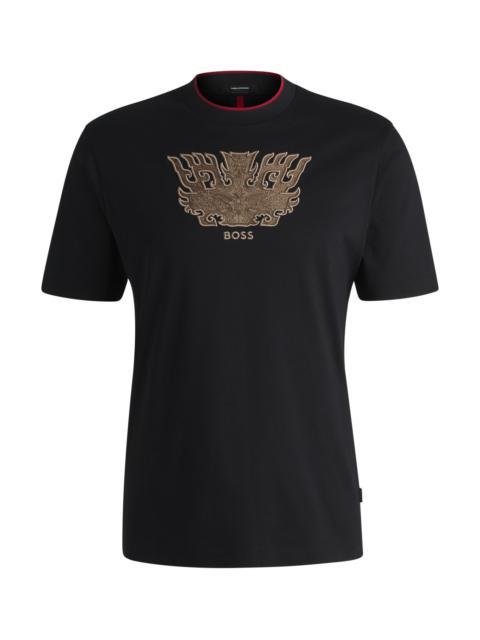 BOSS BOSS X CREATION OF THE GODS T-SHIRT WITH TAOTIE EMBROIDERY