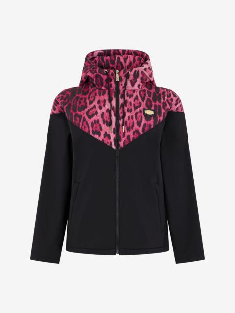 Roberto Cavalli Hooded Bomber Jacket in Leopard Print