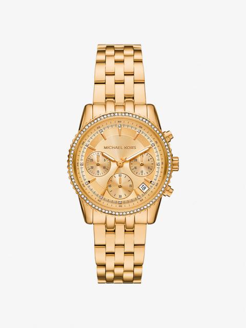 MICHAEL KORS Mini Bryant Pavé Gold-Tone Watch