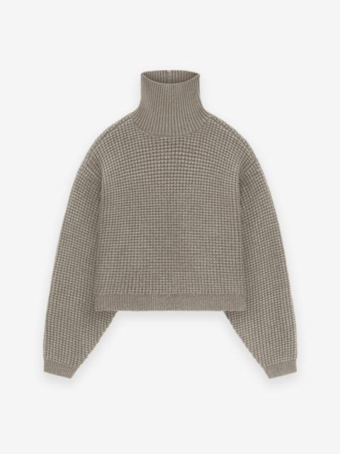 ESSENTIALS Women's Heavy Waffle Cropped Turtleneck