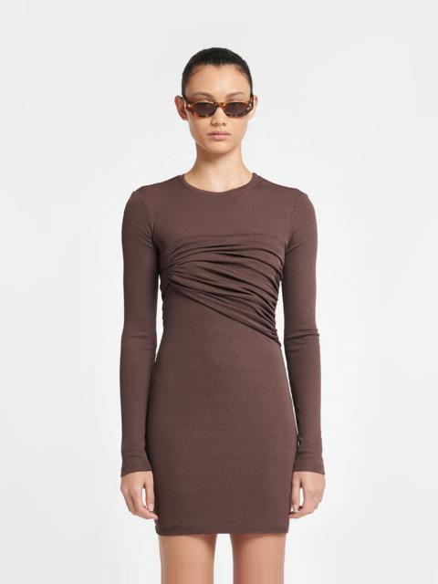 Draped Mesh-Jersey Mini Dress