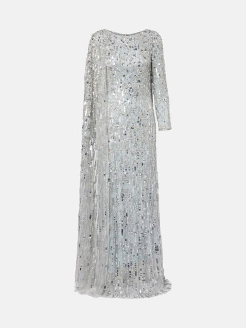 JENNY PACKHAM Pauline embellished caped gown