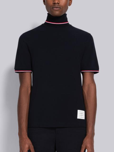 Thom Browne Classic Pique Stripe Short Sleeve Turtleneck