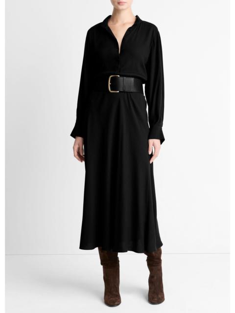 Vince Crepe Collar-Stand Shirt Dress