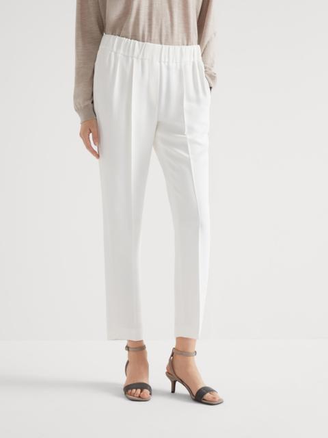 Brunello Cucinelli Silk and acetate crêpe cady tailored jogger trousers