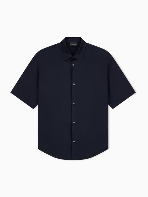 EMPORIO ARMANI TENCEL JACQUARD SHIRT IN LYOCELL WITH A REGULAR FIT