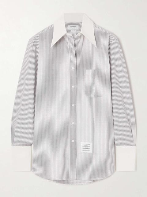 Striped poplin-trimmed cotton seersucker shirt
