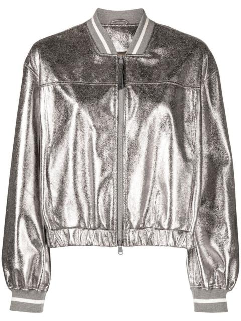 Brunello Cucinelli metallic bomber jacket