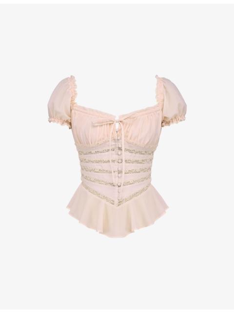 House of CB Cara Peplum-Hem Chiffon Top