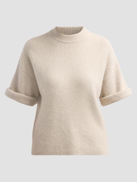 Loulou de Saison Women's Tamia Knit Rolled-Sleeve Sweater - Stone Melange