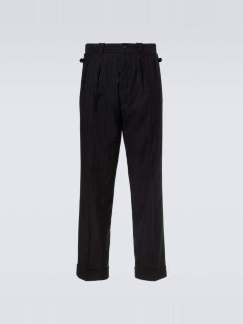 Prada Pinstripe pleated wool-blend straight pants