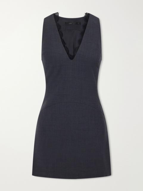 SIR. Mathias tailored lace-trimmed wool-blend mini dress Stone