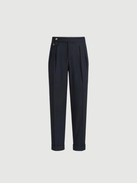 Brunello Cucinelli Cotton crêpe batavia trousers with reversed double pleats and waist tabs