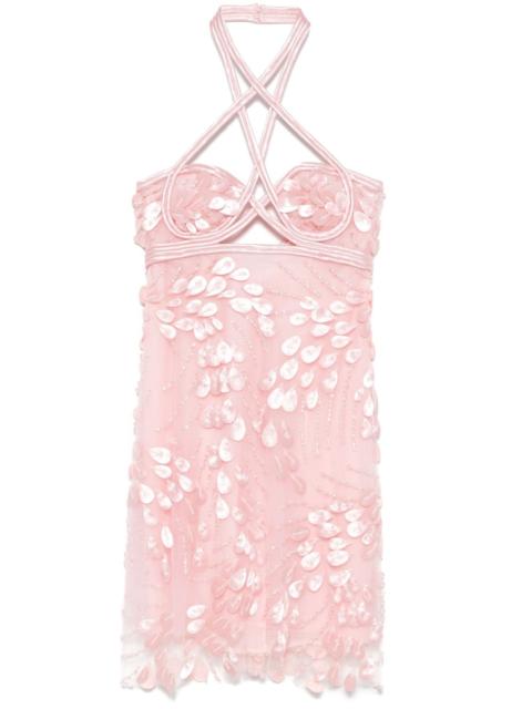 COSTARELLOS bead-embellished mini dress