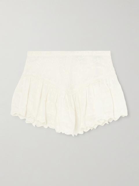 Isabel Marant Zoelia Embroidered Scalloped Cotton And Silk-blend Mini Skirt
