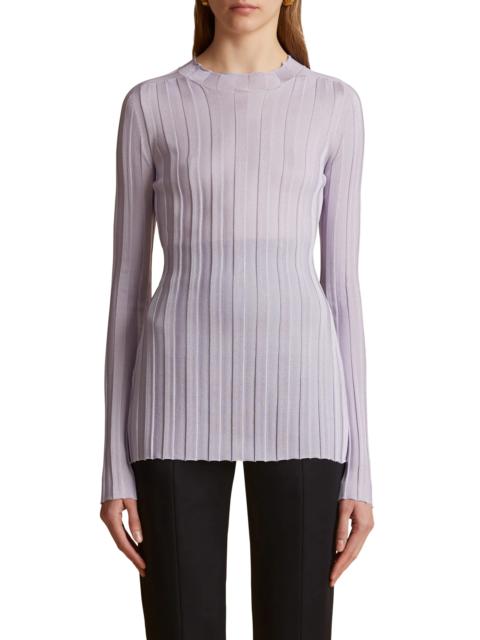 Cosette Semisheer Silk Blend Rib Knit Top