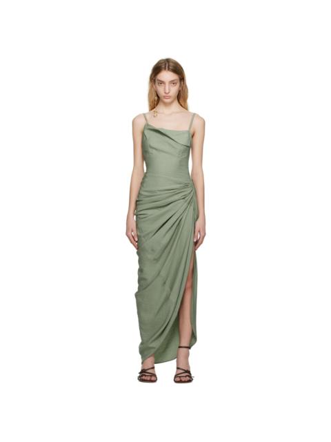 JACQUEMUS Green Le Raphia 'La Robe Saudade' Maxi Dress