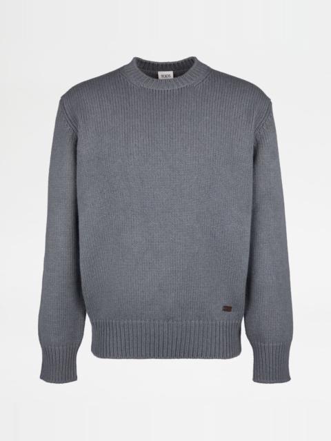 Tod's CASHMERE BLEND ROUND-NECK PULLOVER - GREY