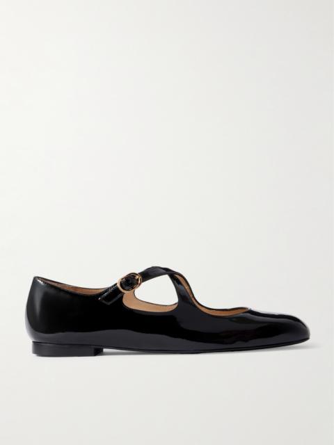 Stuart Weitzman Clem Patent-leather Mary-jane Ballet Flats