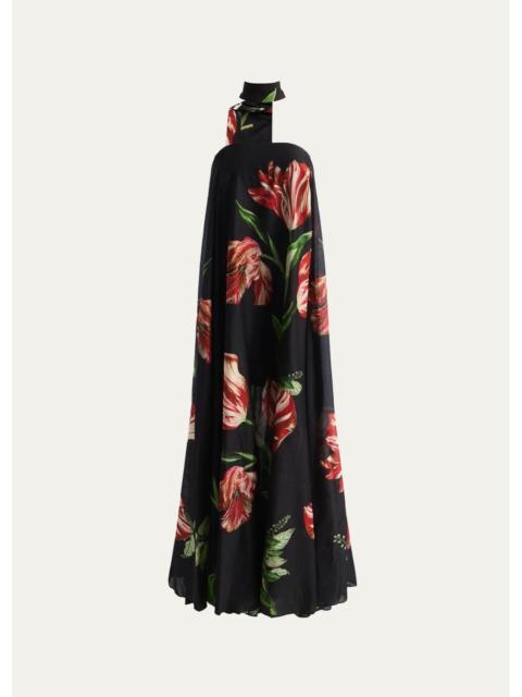 Alice + Olivia Maricela Floral Scarf Maxi Dress