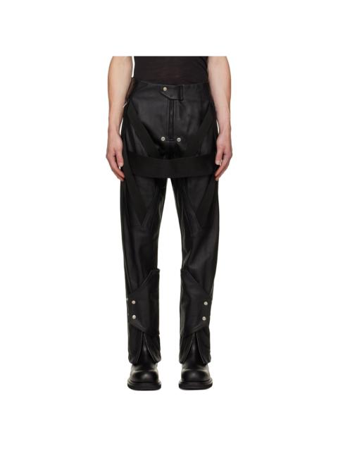 Rick Owens Black Tower Megastrapped Motopants Leather Pants