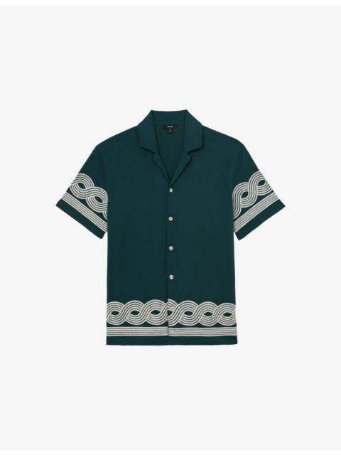 REISS Arden Embroidered-Trim Cotton-Blend Shirt