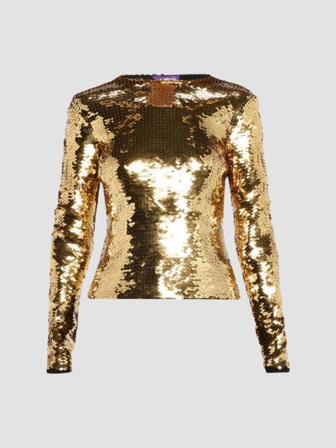 Jean Paul Gaultier Women's Sequined Long-Sleeve Top - Gold