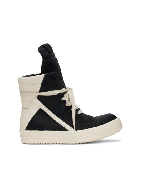 【Rick Owens】ブラック＆オフホワイト Hollywood Geobasket RICK OWENS SS25 HOLLYWOOD GEOBASKET IN BLACK/MILK FULL GRAIN
