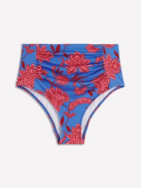 BODEN Kythira Ruched Bikini Bottoms-Blue, Elegant Blossom
