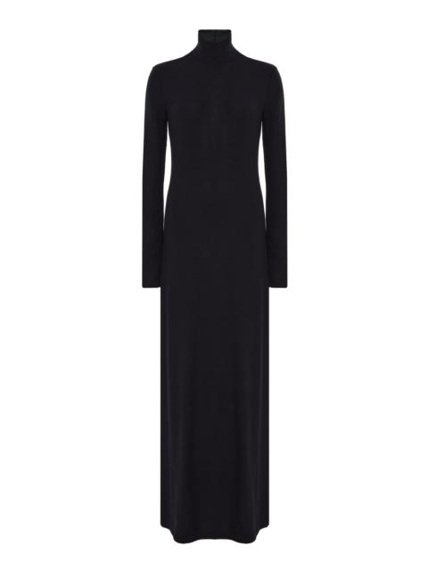 LESET Lauren Jersey Turtleneck Maxi Dress black