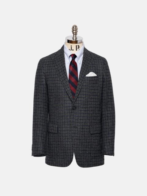 J. PRESS MADE-IN-USA MAGEE DONEGAL MIST BROWN & NAVY TATTERSALL SPORT COAT