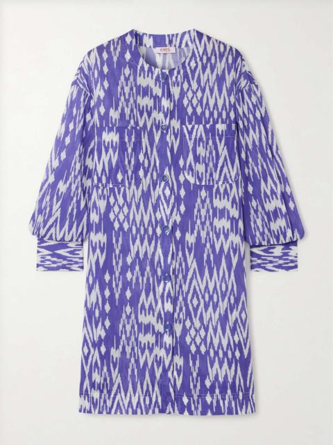 Printed cotton-voile mini shirt dress