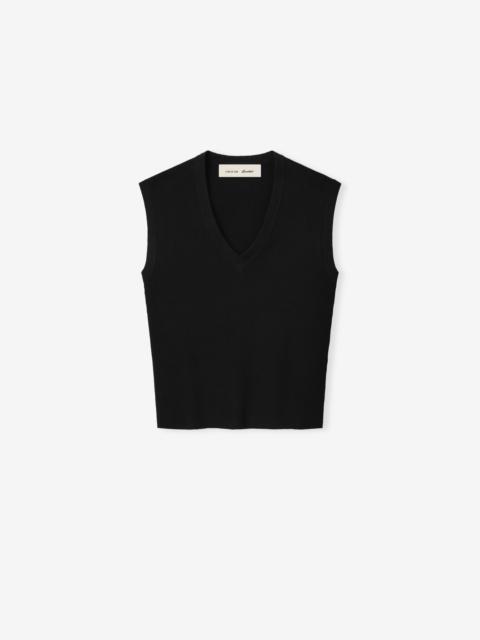 ESSENTIALS Womens Rib Knit V-Neck Cropped Tank