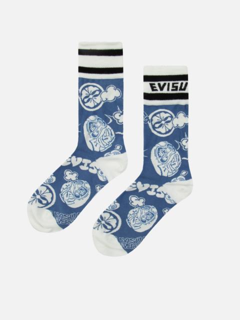 EVISU ALLOVER DARUMA JACQUARD LONG SOCKS