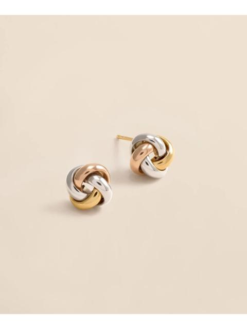Brooks Brothers 14k Yellow-White-Rose Gold Knot Stud Earrings