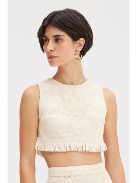 PatBO JOY LACE FRINGE TOP