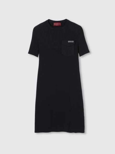 GUCCI Rib fabric dress with intarsia