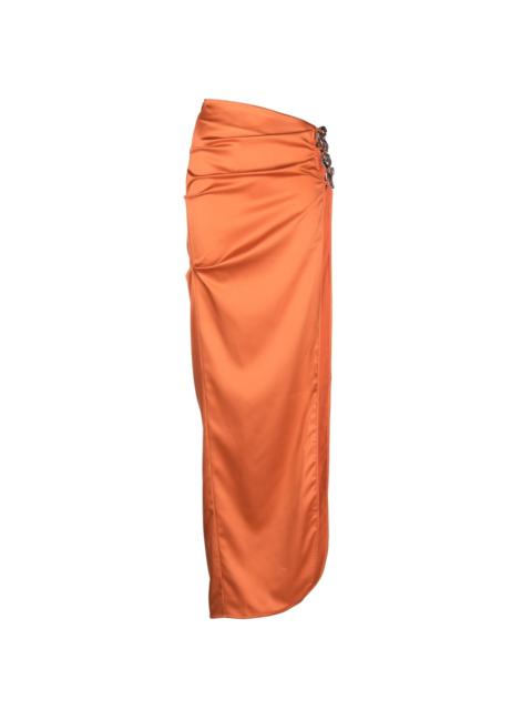 GCDS slit-detail satin maxi skirt