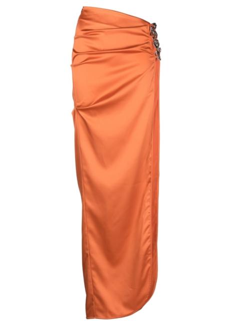 slit-detail satin maxi skirt