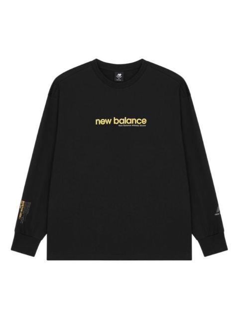 New Balance New Balance Logo Print Long Sleeve Top 'Black Yellow' AMT21370-BK