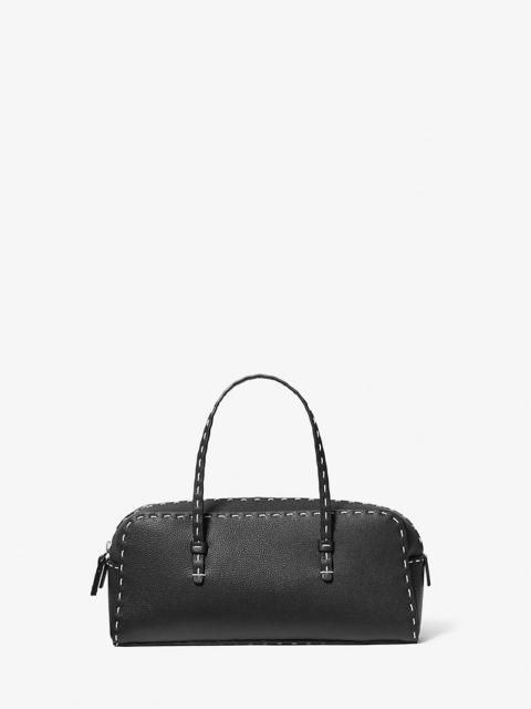 MICHAEL KORS COLLECTION Roberta Hand-Stitched Pebbled Leather Satchel