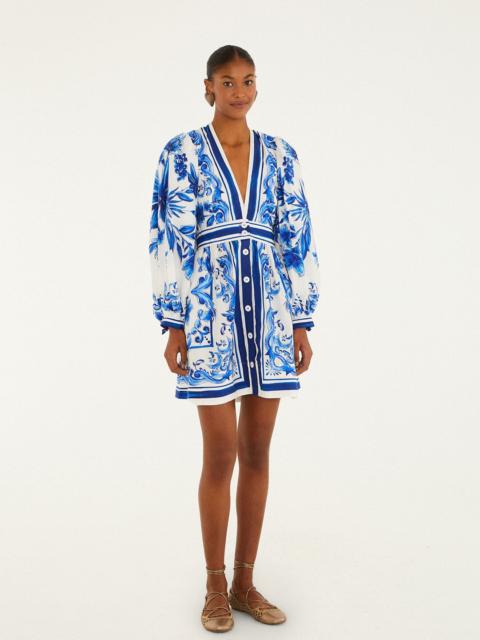 FARM RIO Off-White Garden Tiles Mini Dress