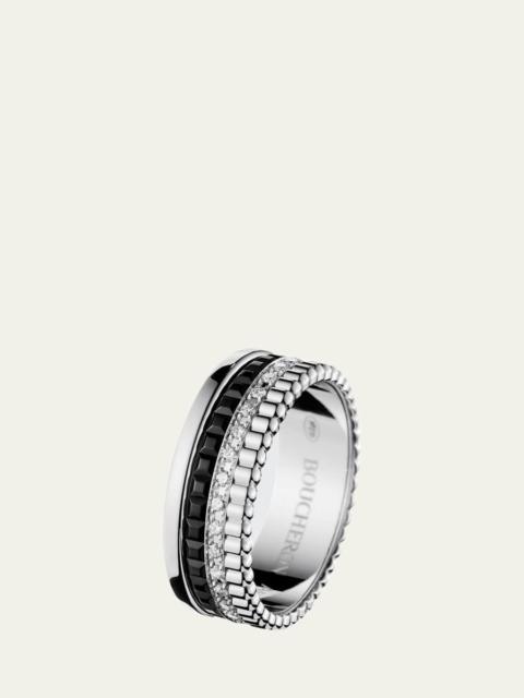 Boucheron Quatre Small Ring in White Gold with Diamonds and Black PVD