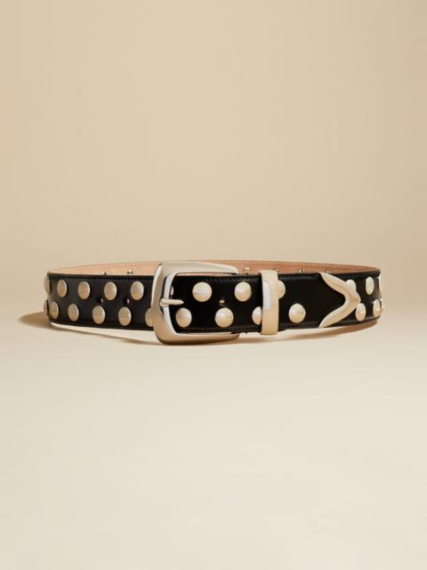 KHAITE The Bruno Belt in Black Leather with Small Silver Studs