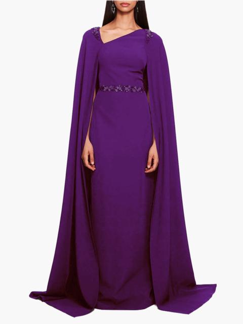 Marchesa ASYMMETRICAL CREPE KAFTAN
