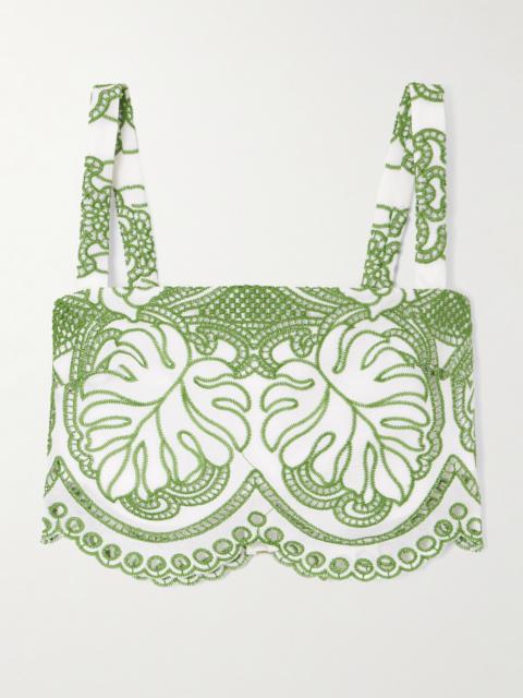 BORGO DE NOR Delia Scalloped Cropped Broderie Anglaise Poplin Top