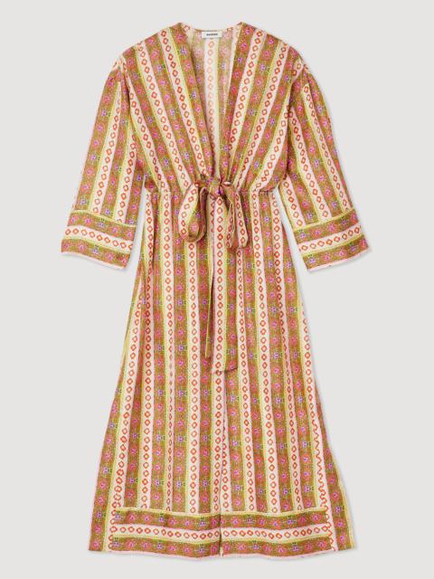 Sandro Caftan dress with Flower Stripes print