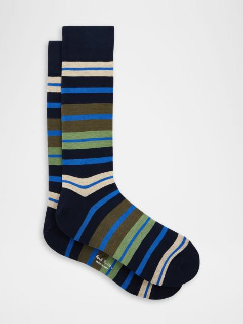 Paul Smith Men's Kean Stripe Crew Socks