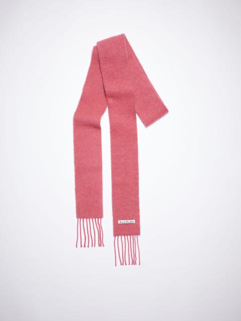 Wool-alpaca fringe scarf - Skinny - Rose pink