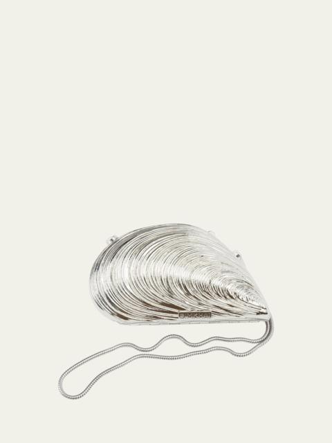 SIMKHAI Bridget Mini Metal Oyster Shell Clutch Bag